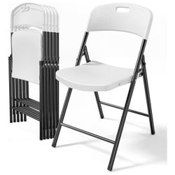 6 Chairs Plastic Folding Chairs Capacity up to 350 lbs Portable Seating for Indoor Outdoor Events Parties
