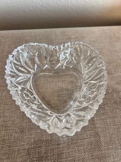 Heart-Shaped Cut Crystal Glass Bowl