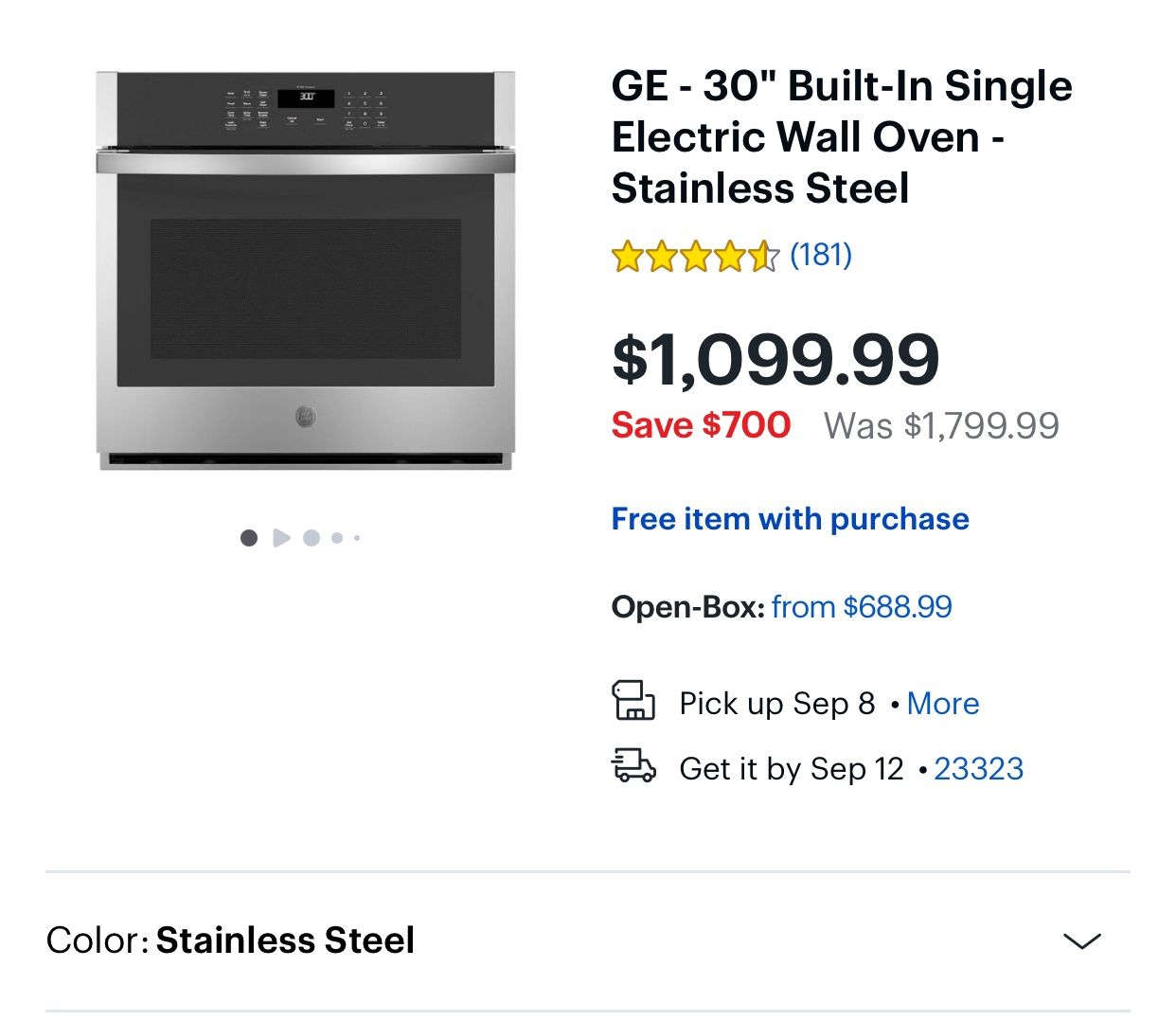 30 Inches GE Wall Oven