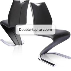 Mermaid Dining Chairs Set of 2,Modern Kitchen Dining Room Chairs Armless Upholstered Side Chairs in PU Leather Cushion Seat and Sturdy Metal Legs(2 Bl