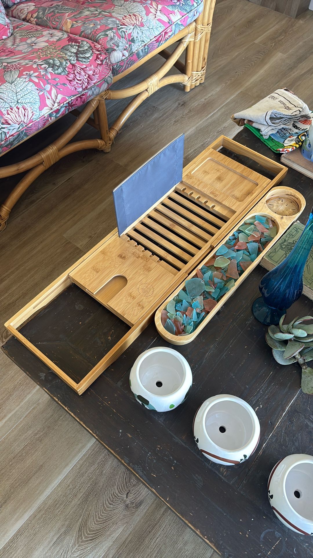 EXPANDABLE BAMBOO BATH ORGANIZER