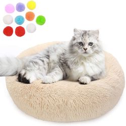 Dog Beds Calming Cat Beds Furniture for Indoor Cats Clearance, Anti-Anxiety Orthopedic Donut Cuddler Round Plush Pet Bed for Kitten , Puppy, Cats and 