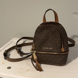 Michael Kors Rhea Mini Logo Backpack Brown Purse 