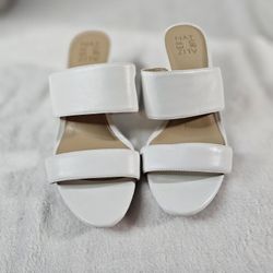 Naturalizer White Double-Strap Slide Sandals