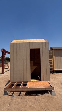 A wooden shed