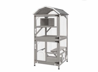 CAT12 Cat House Outdoor Cat Enclosure , 70.9 /34.6 /34.6 in, Grey