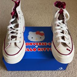 Converse Chuck 70Hi x Hello Kitty Swarovski Egret  Sz 5M / 7W