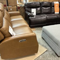 Camel Color Power Sofa Recliner With Power Headrest 