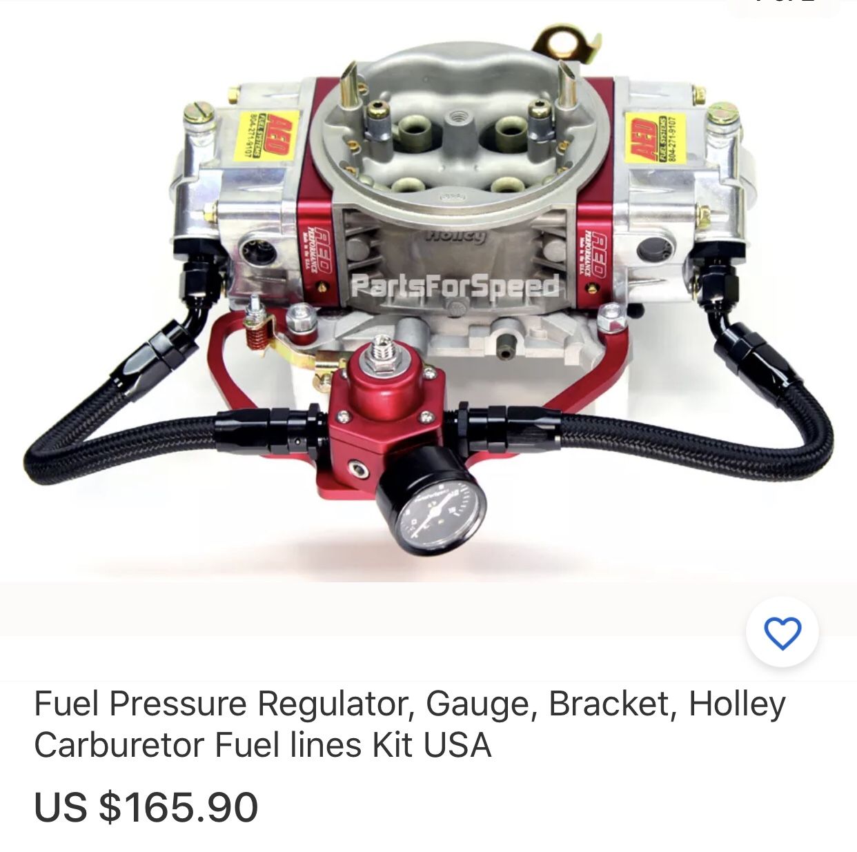 Fuel Pressure Regulator, Gauge, Bracket, Holley Carburetor Fuel lines