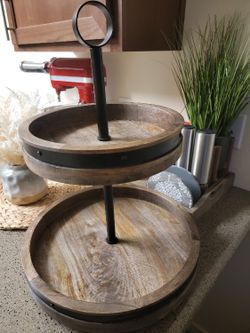 Wooden two-level stand...