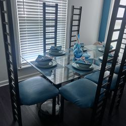 Glass Top Table w/ 6 Chairs