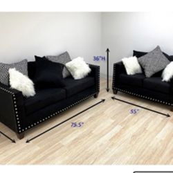 Beautiful Black Two Piece Sofa Set
