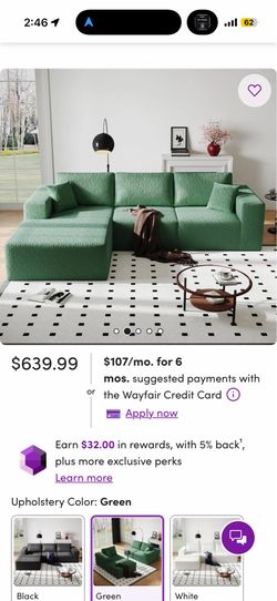 Green Boneless Sectional Couch