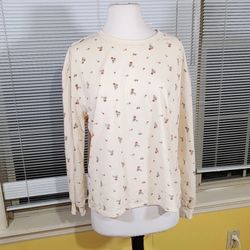 C&C California Long Sleeve Floral Boho Sweatshirt Terry Pullover Medium $50