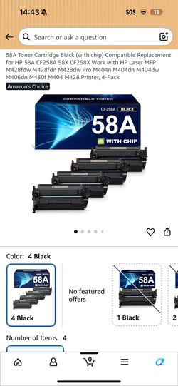 58A Toner Cartridge Black (with chip) Compatible Replacement for HP 58A CF258A 58X CF258X Work with HP Laser MFP M428fdw M428fdn M428dw Pro M404n M404