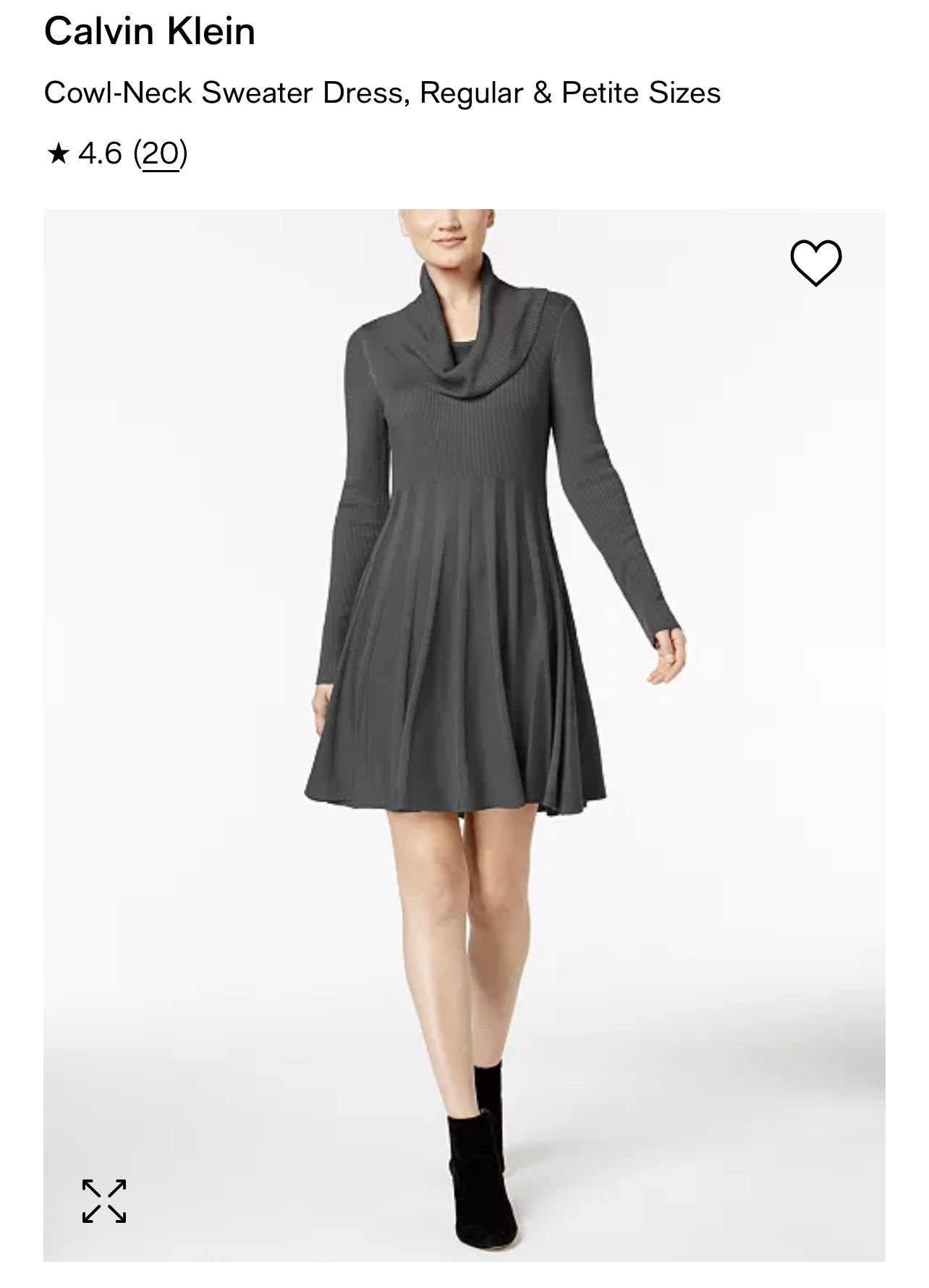 Calvin Klein Elegant Gray Cowl Neck Dress