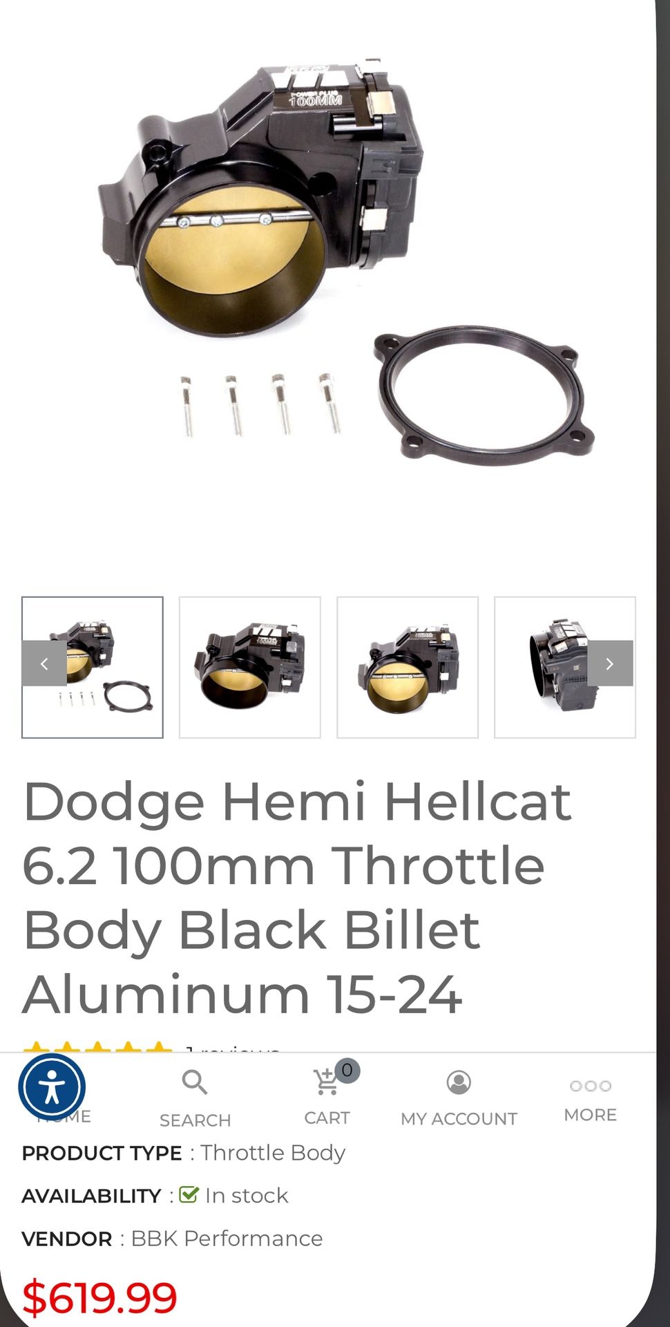 Dodge Hemi Hellcat 6.2 100mm Throttle Body