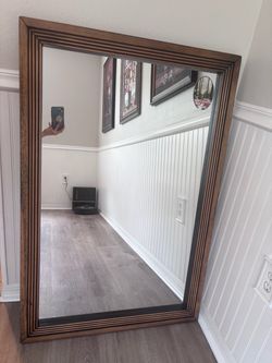 Large Solid Wood Framed Wall Mirror