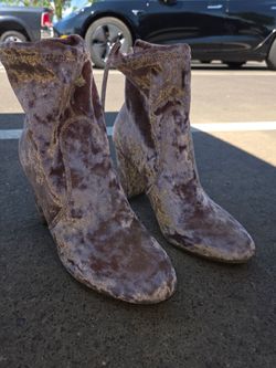 Pink velvet boots