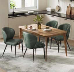 Dining Chairs Set of 4, Upholstered Kitchen Chairs | Synthetic Leather with Stitching, Mid-Century Modern, Easy Assembly, Living Room Lounge ldc180C