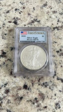 2010 Silver Eagle PCGS MS70 First Strike Flag Label
