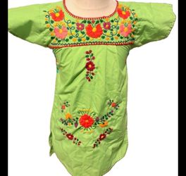 Girls Mexican Embroidered Floral Dress Size 2T
