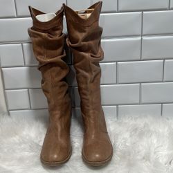 MIA Brown Leather Slouch Knee High Boots Womens Size 6 M 