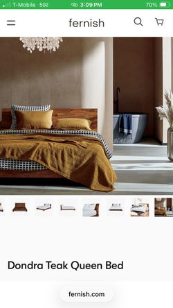 CB2 Dondra Teak/Mango Wood queen size bedframe