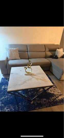 Coffee table stone and metal