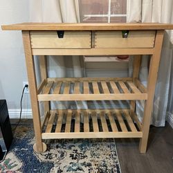 Solid Wood Kitchen Cart with Butcher Block Top