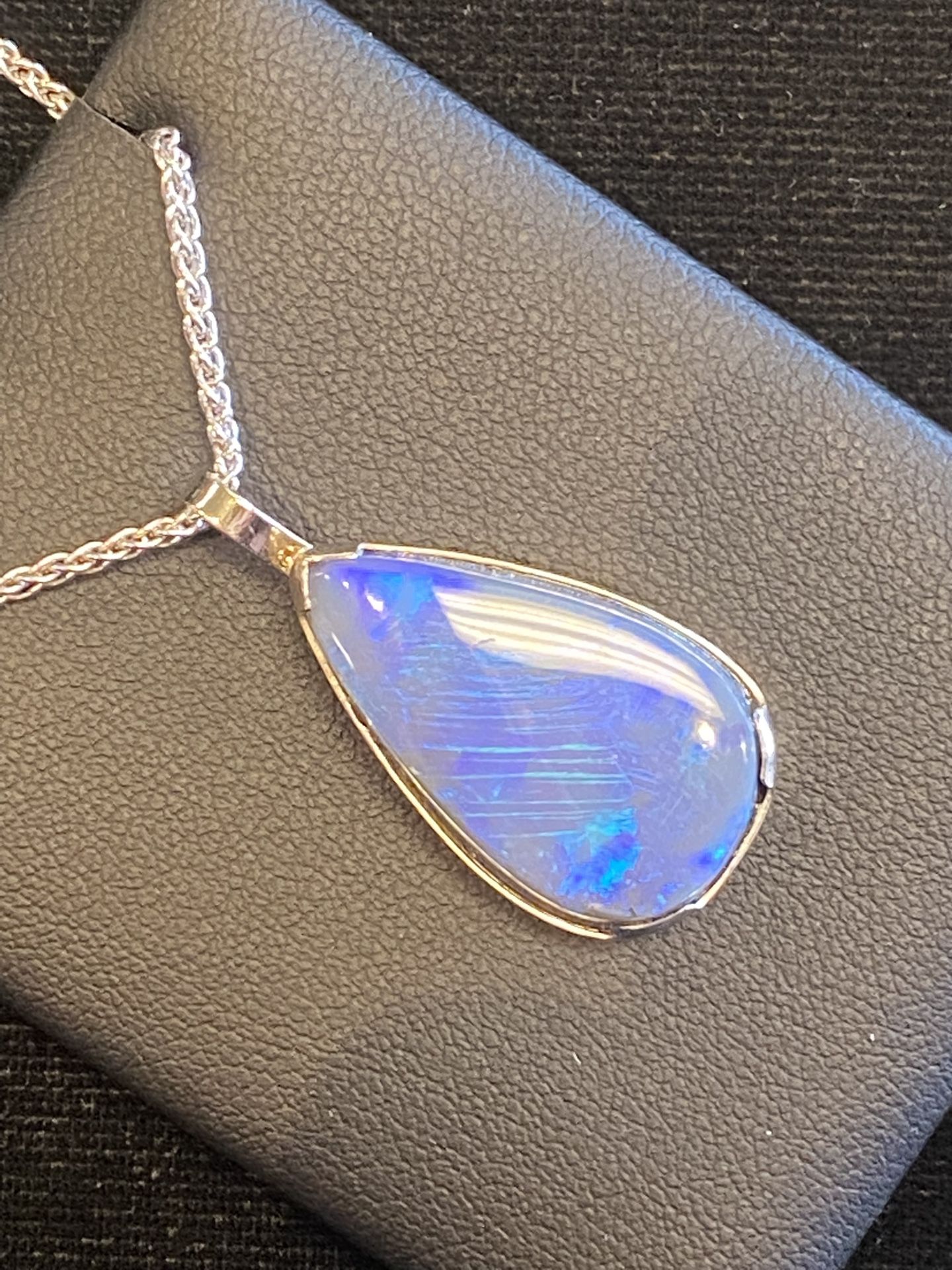 Black Opal pendant W/ White Gold Chain 