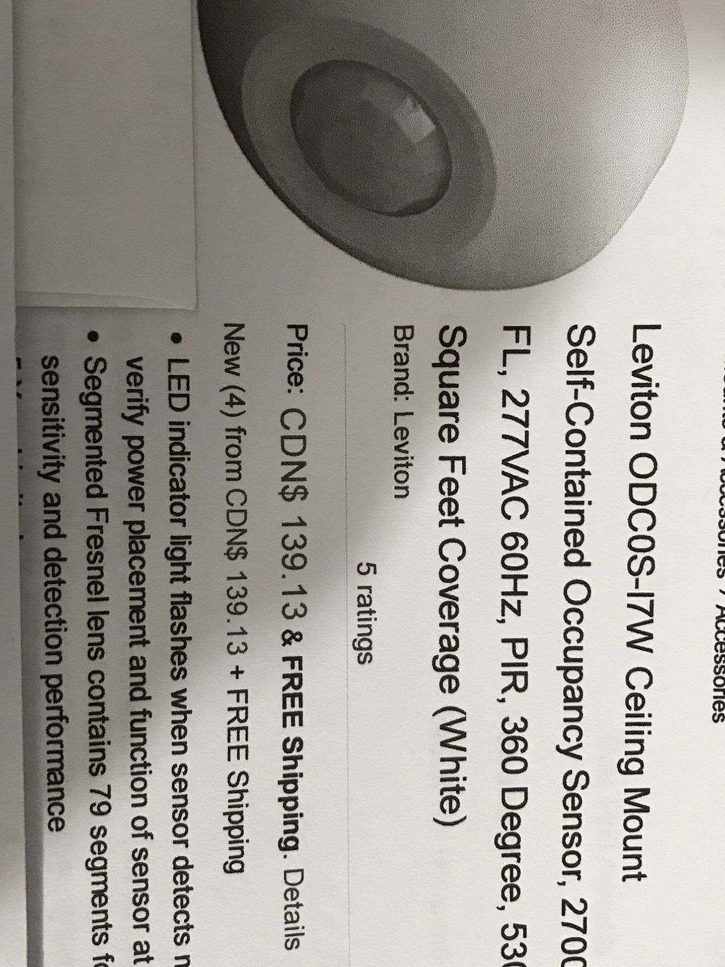 Self contained occupancy sensor Leviton