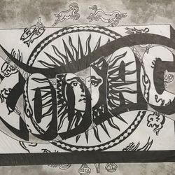 Zodiac hand painted.  Original art, Indica ink.