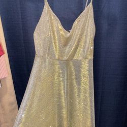 Glitter Gold Flare Dress 