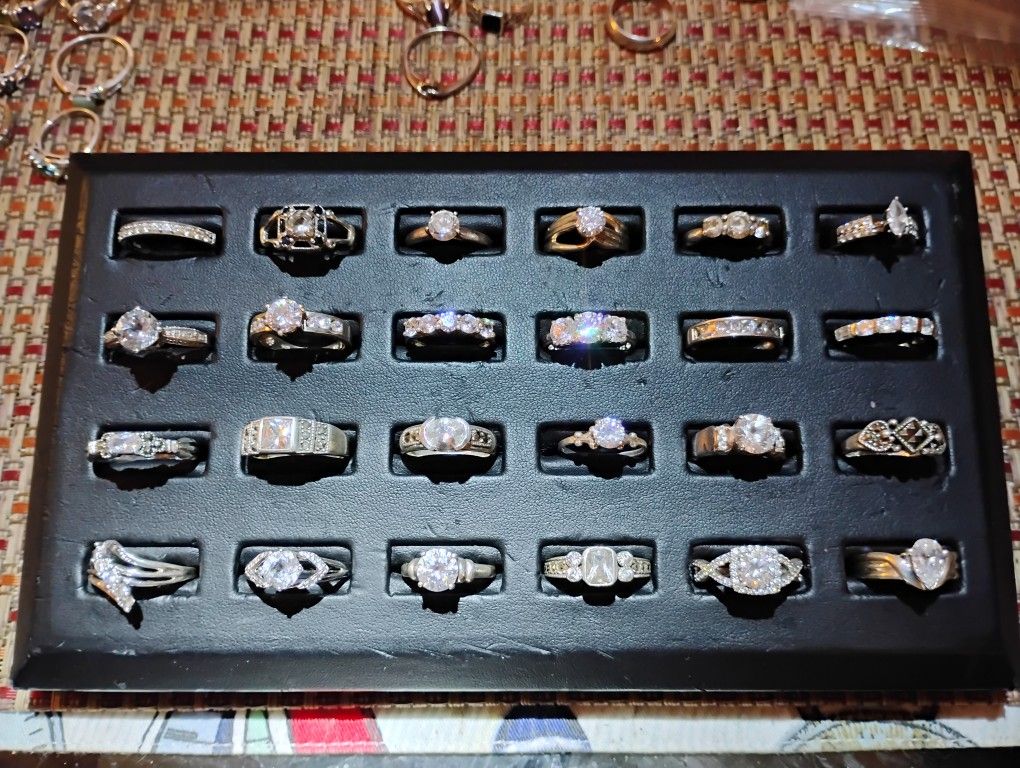925 Sterling Silver Rings 24 Count Used 100% Authentic Real Silver Signed