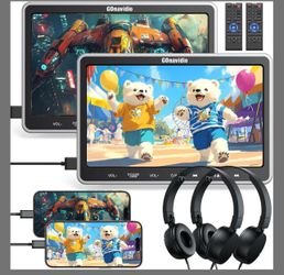10.1" Dual Car DVD Players For Kids With HDMI Input 2 Headphones