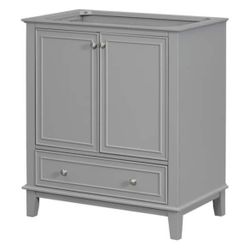 NEW Gray 29.50 in. W x 17.80 in. D x 33.80 in. H Bath Vanity Cabinet without Top with Doors and Drawer