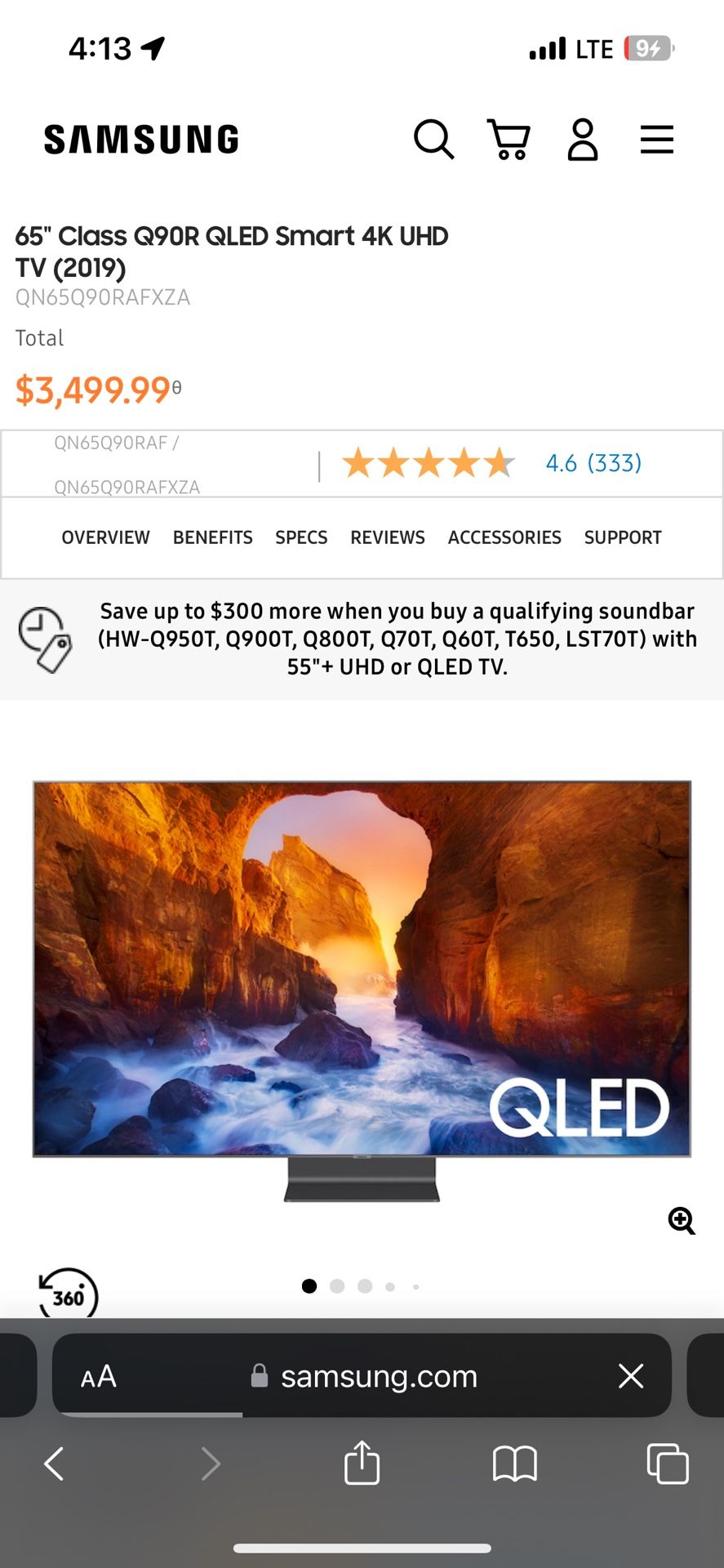 65" Class Q90R QLED Smart 4K UHD TV