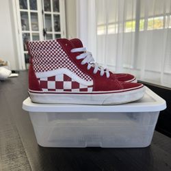Men’s Vans Custom Red Checked Shoes 
