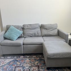 Grey sofa + ottoman Couch