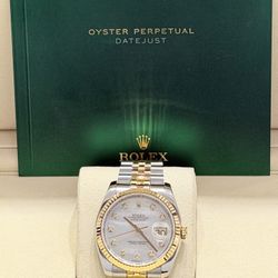 2009 Rolex Preowned 36mm DateJust MOP Diamond Dial 