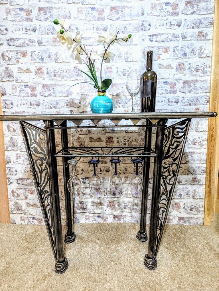 Handcrafted Wine Serving Console Table