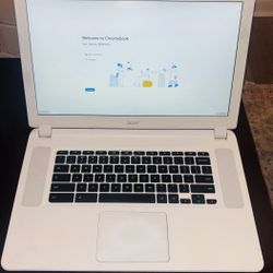 White Acer Chromebook 15 and Translucent Blue Case