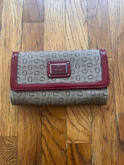 Guess Monogram Red & Brown Wallet