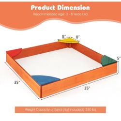 Kids Outdoor Wooden Backyard Sandbox With Built-In Corner Seating