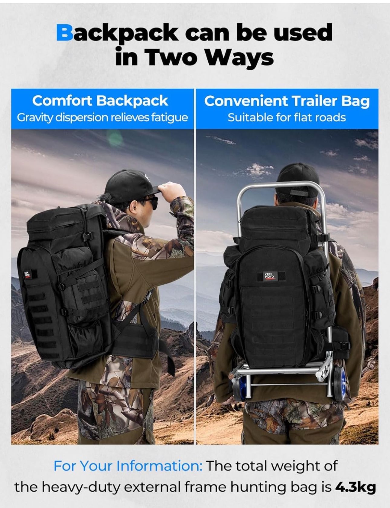 ONLY $35: External Frame Backpacks for Hiking and Hunting, 7OL Large Capacity Travel Bag