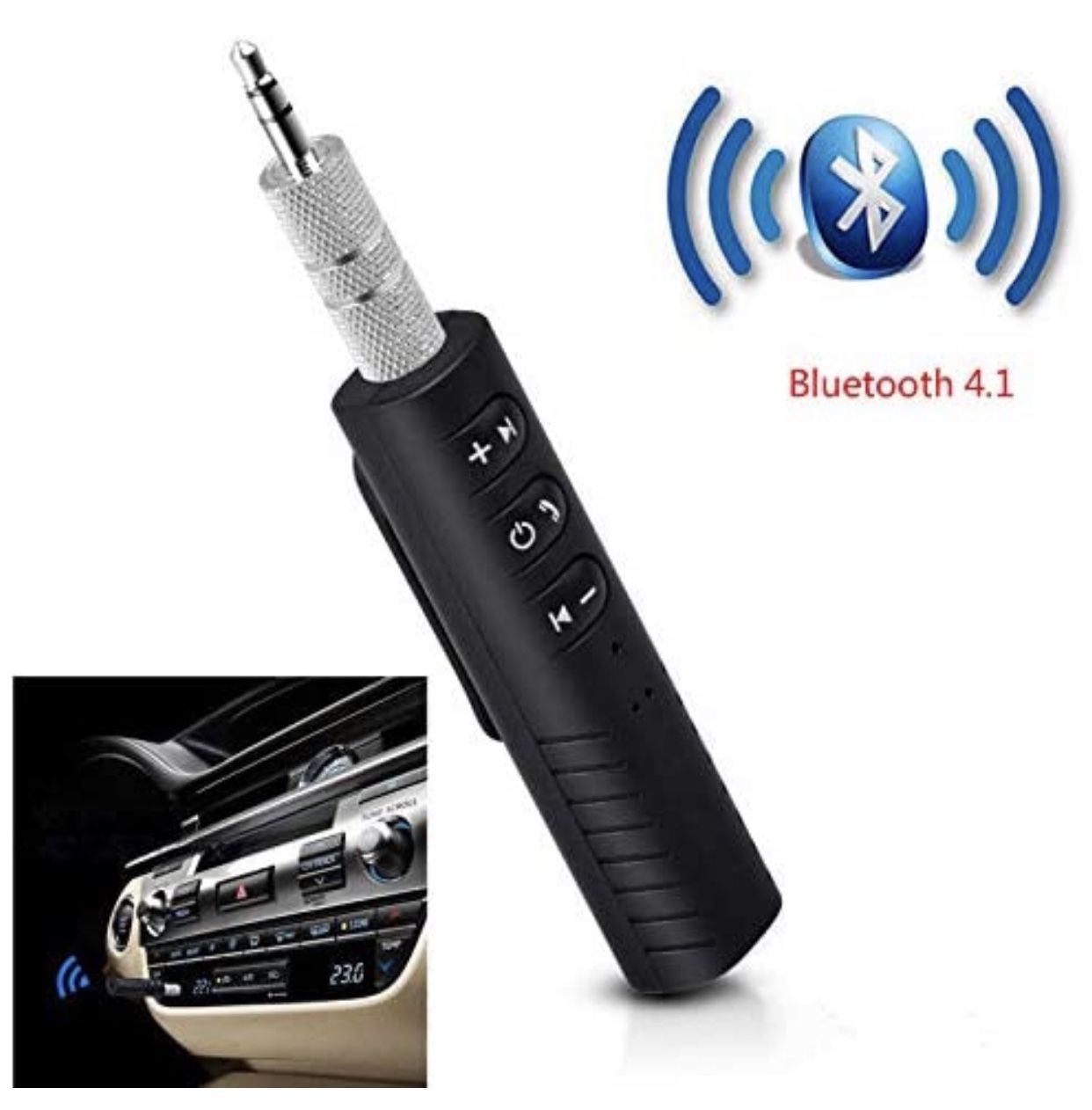 Bluetooth Receiver, Wireless Aux Receiver 4.1 Audio Receiver Car Kit Bluetooth Transmitter with Clips 3.5mm AUX Wireless Audio Adapter for Headphones
