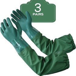 Long Arm PVC Work Gloves, 3 Pairs 26” Heavy Duty, Chemical Resistant - NWT