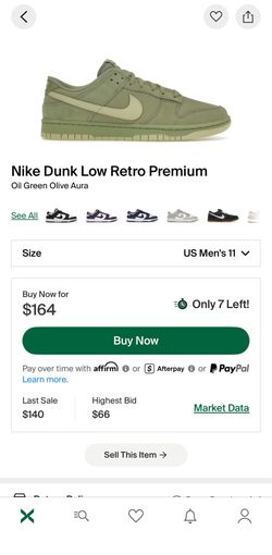 Size 11 Nike Dunk Lows Oil Green