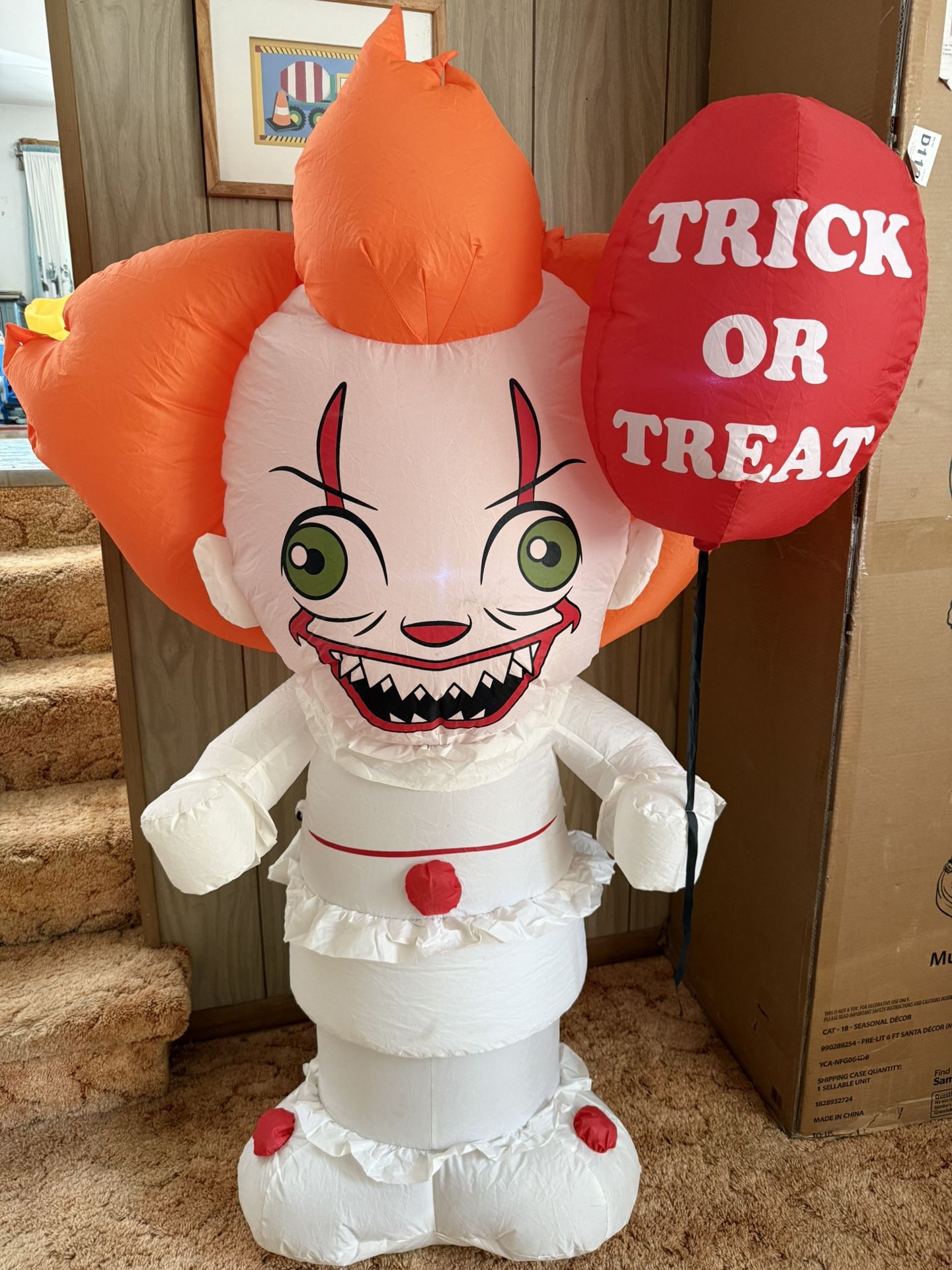 5ft Inflatable Pennywise Clown Halloween Decoration like new Check More Pictures